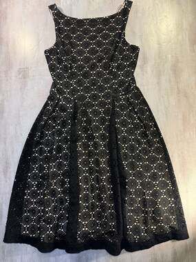 Maggy London Black Lace Sleeveless Fit & Flare Dress Size 6